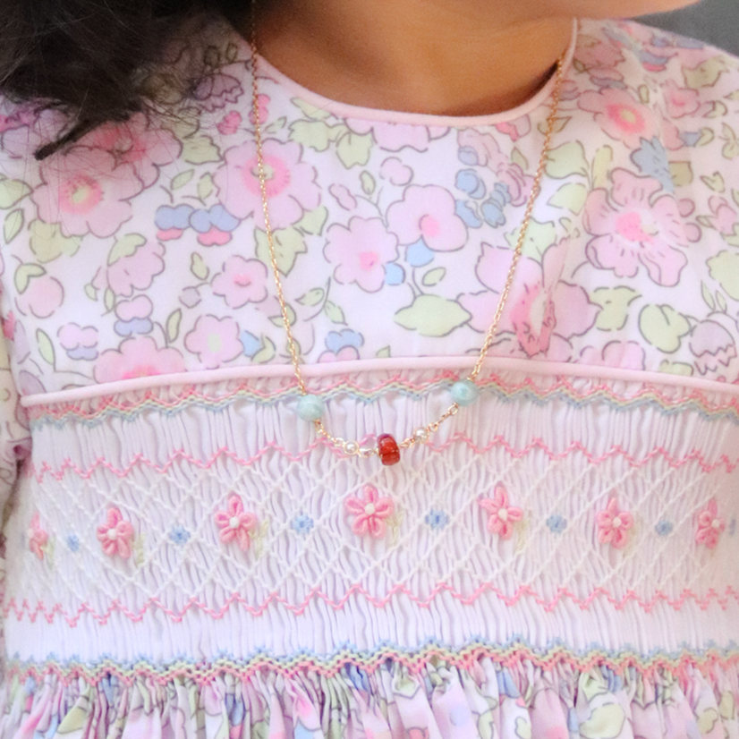Collar de larimar & ámbar de niña