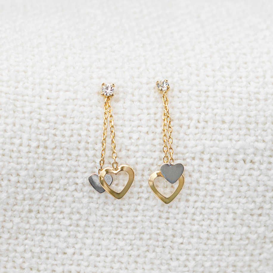 Aretes corazón colgantes