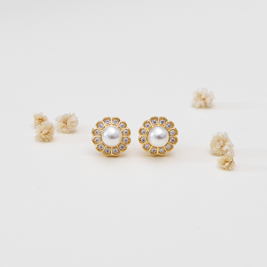 Aretes de perlas & zirconias