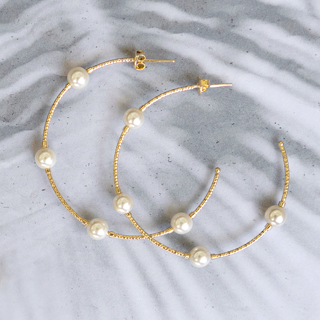 Argollas grandes de perlas