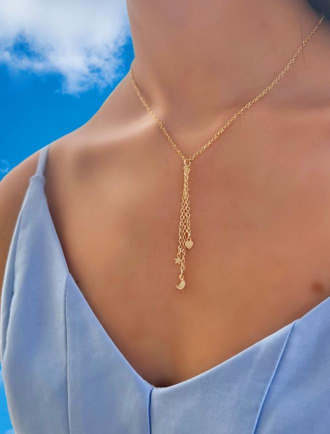 Collar Luna, Estrella y corazón