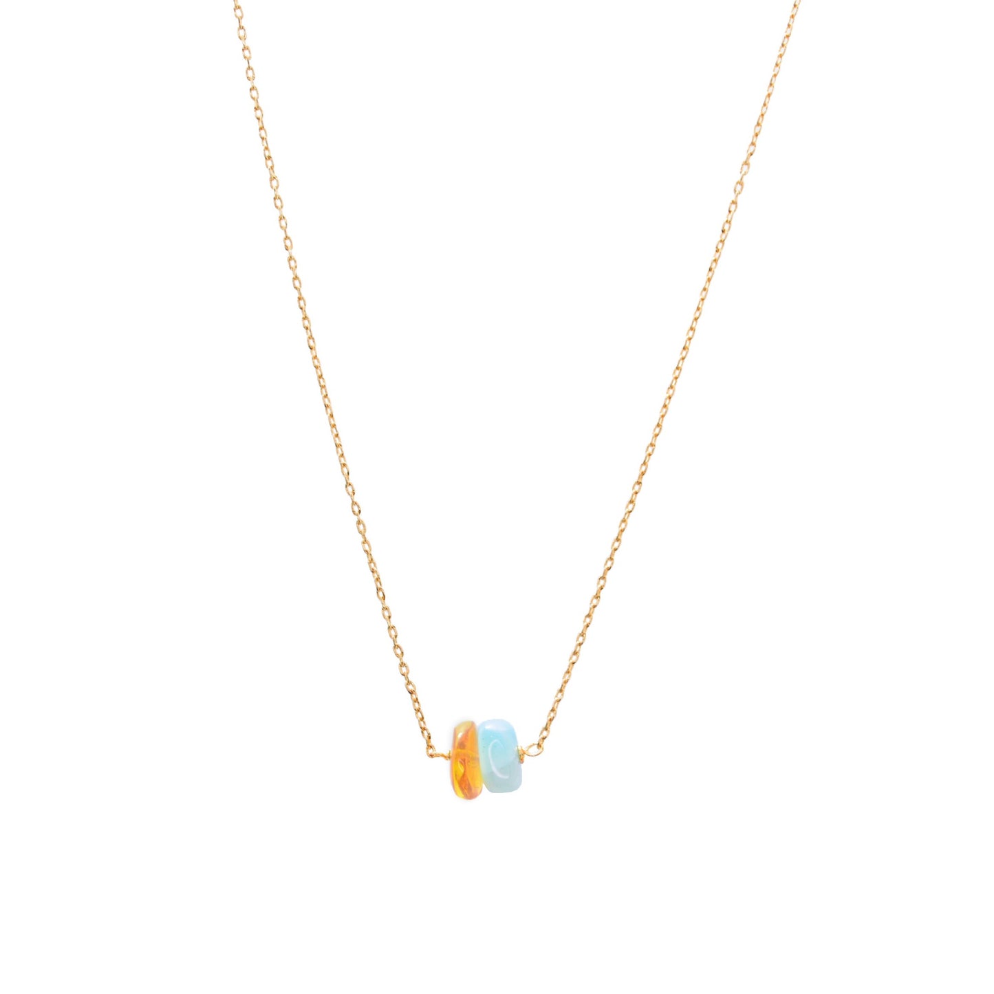Cadena Larimar y ámbar