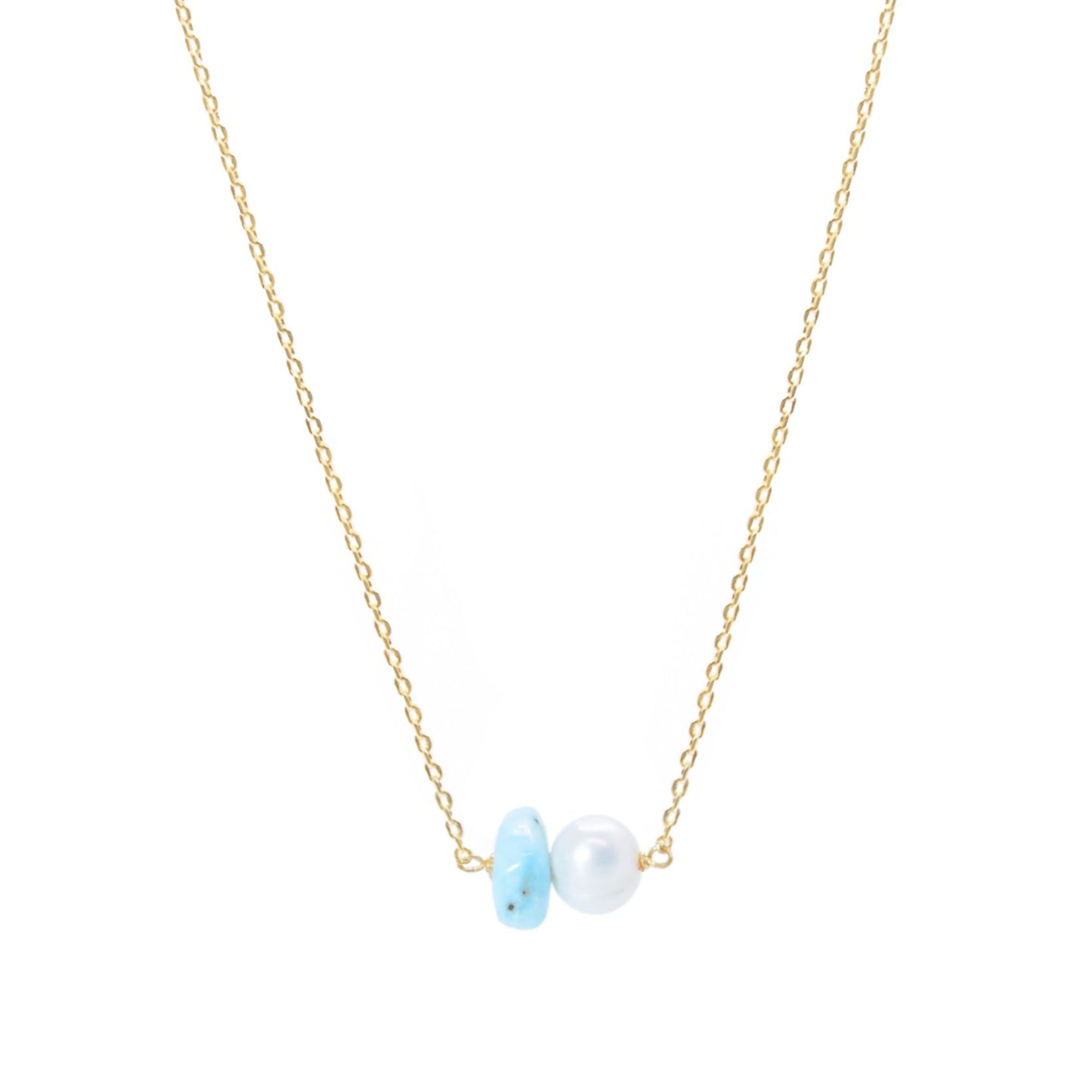 Cadena larimar y perla