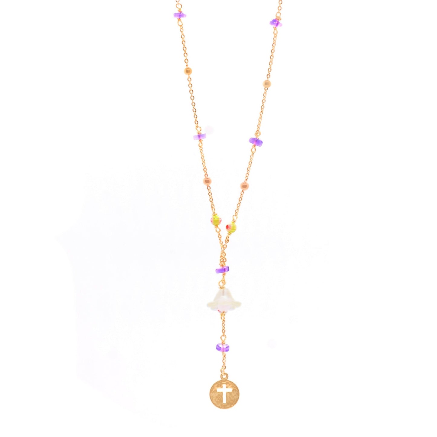 Collar Amatista y cruz