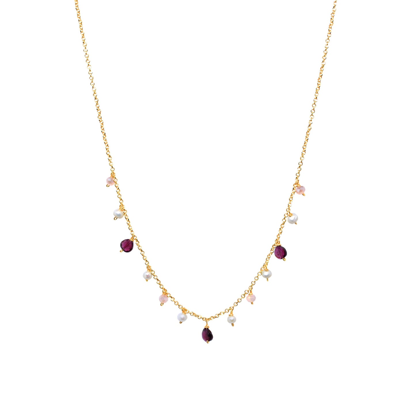 Collar Granate y perlas