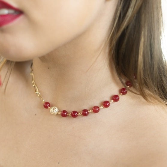 Collar Ónix rojo