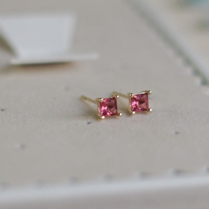 Aretes zirconia rosa