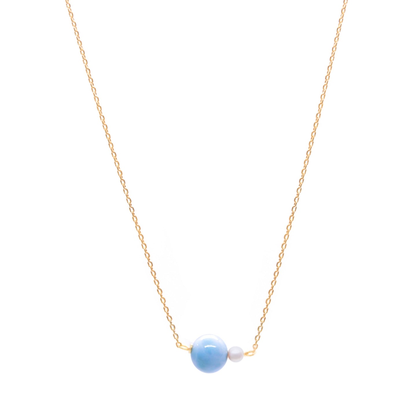 Cadena Larimar y Perla