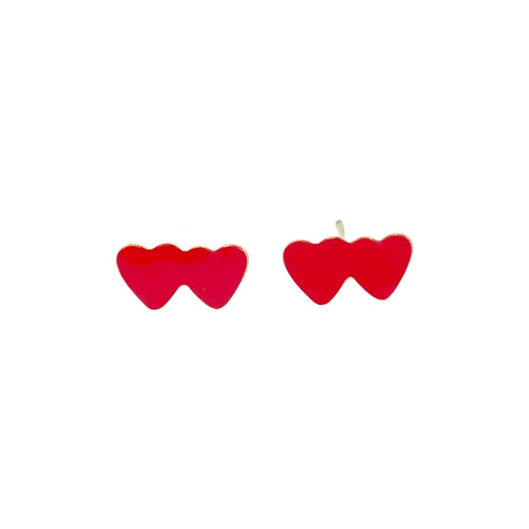 Aretes doble corazón
