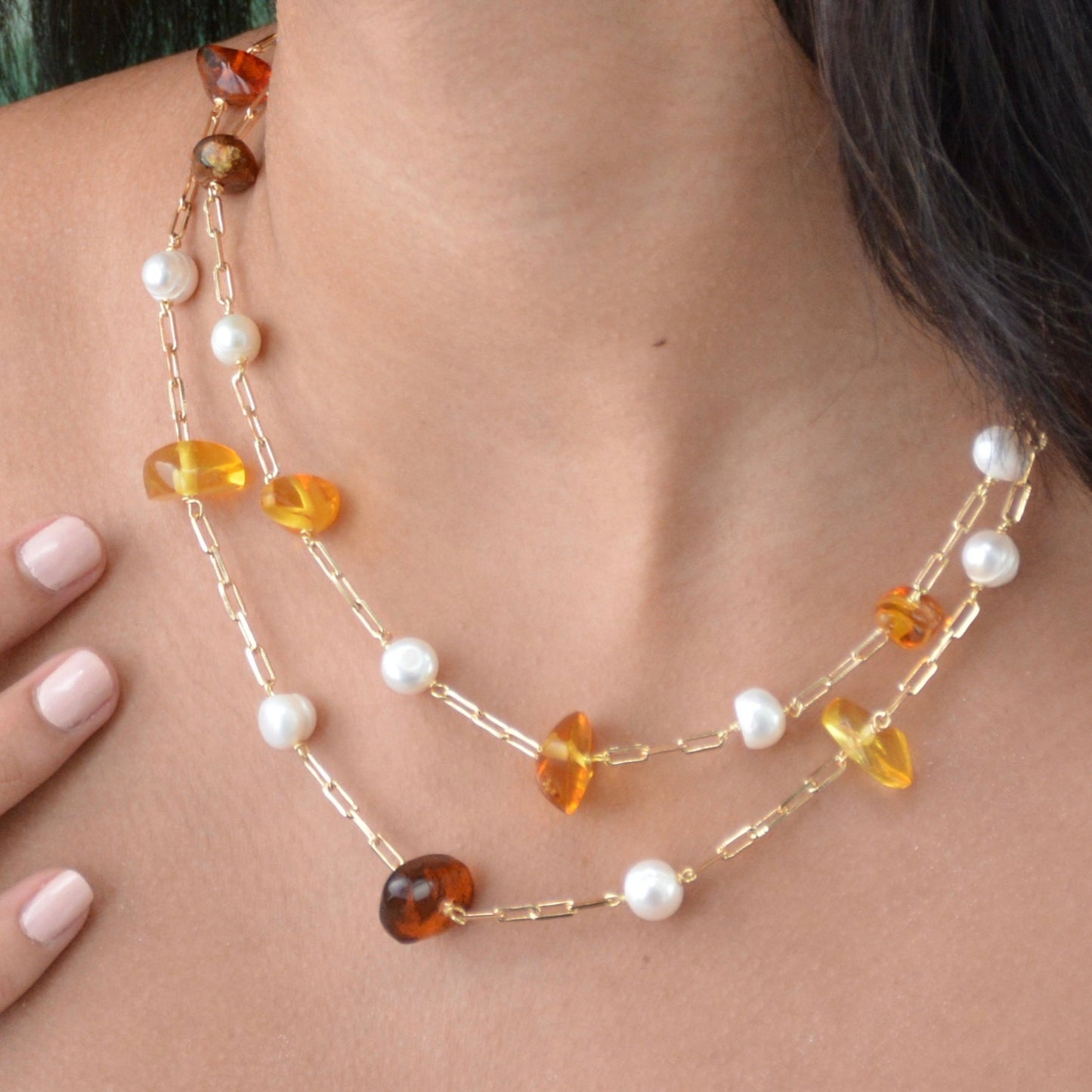 Collar Ámbar y Perla