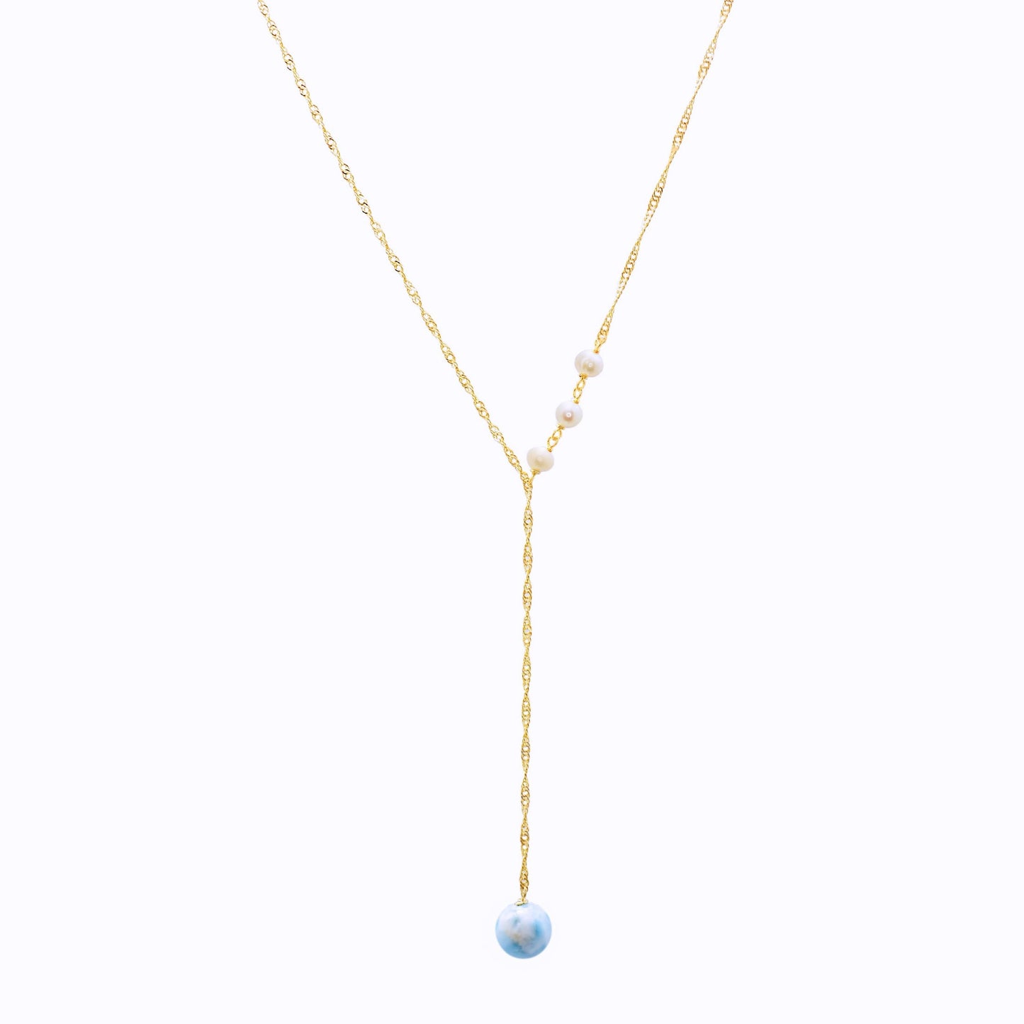Collar Larimar y perlas