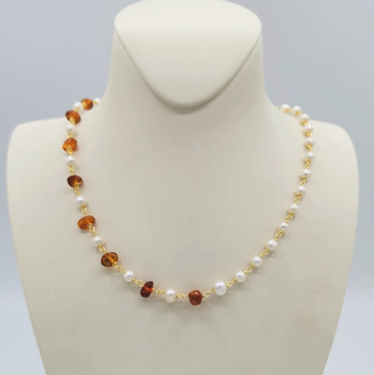 Collar de Ámbar y Perlas