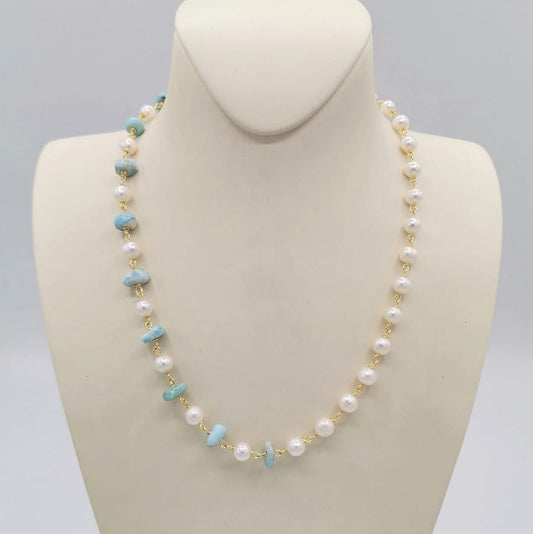 Collar de Larimar y Perla