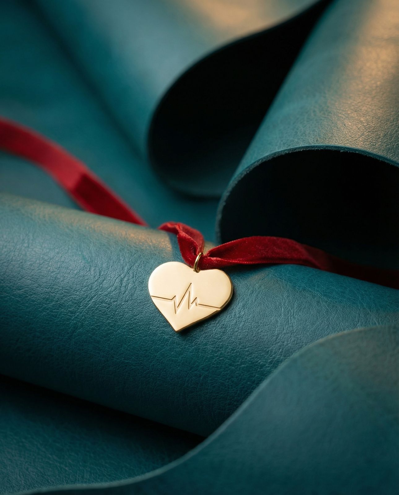 Collar Rojo corazón línea de vida