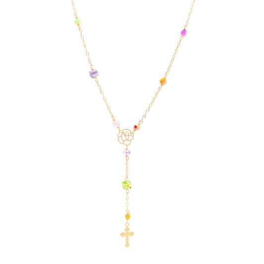 Collar colorido estilo rosario